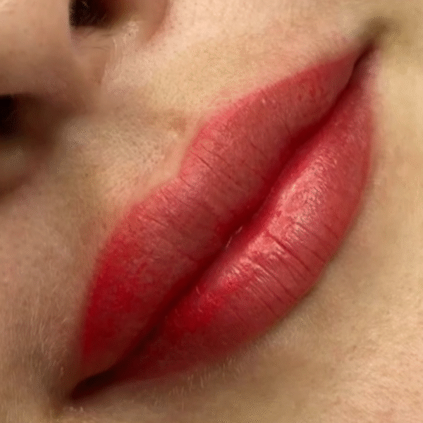 Micropigmentación de labios recién realizada en Dayana Studio.